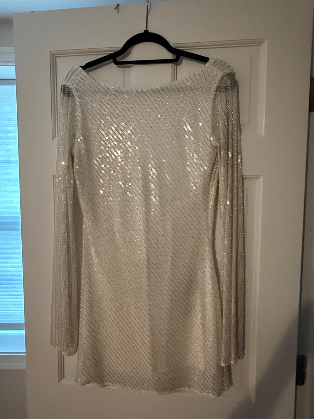 Meshki Ivory Sequin Long Sleeve Dress